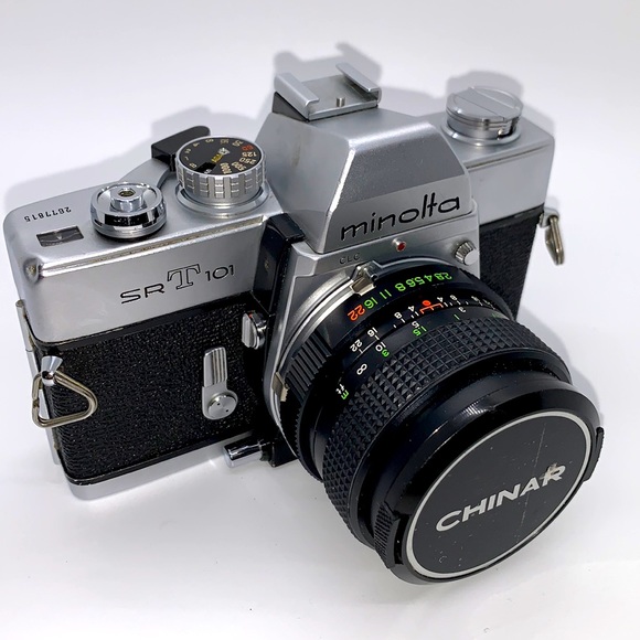 Minolta Other - Minolta SRT101 35mm SLR Film Camera with Chinar 28mm f/2.8 Lens